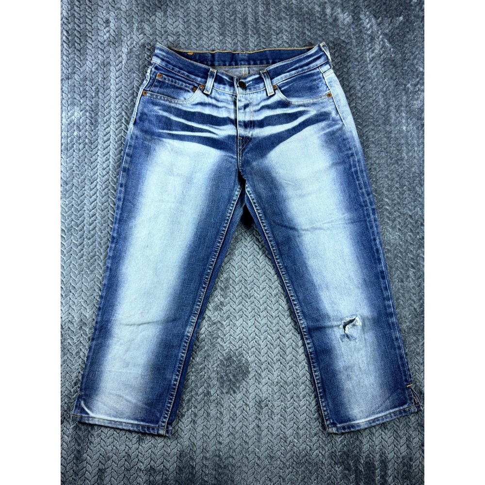Vintage Levis 661-04 Cropped Jeans Womens 29x22 Blue Cotton Mid Rise Distressed